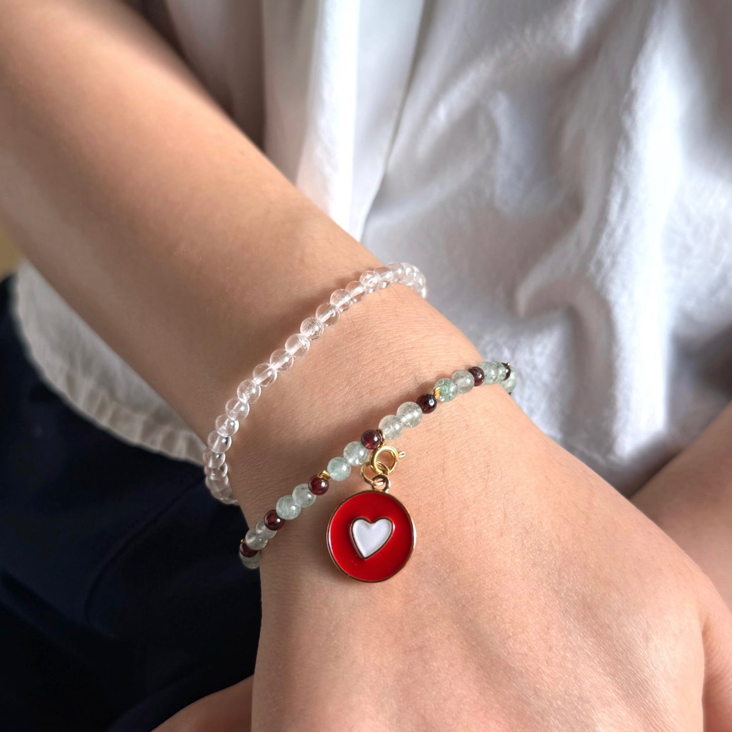 Christmas Mistletoe: Green Aventurine & Garnet Bracelet