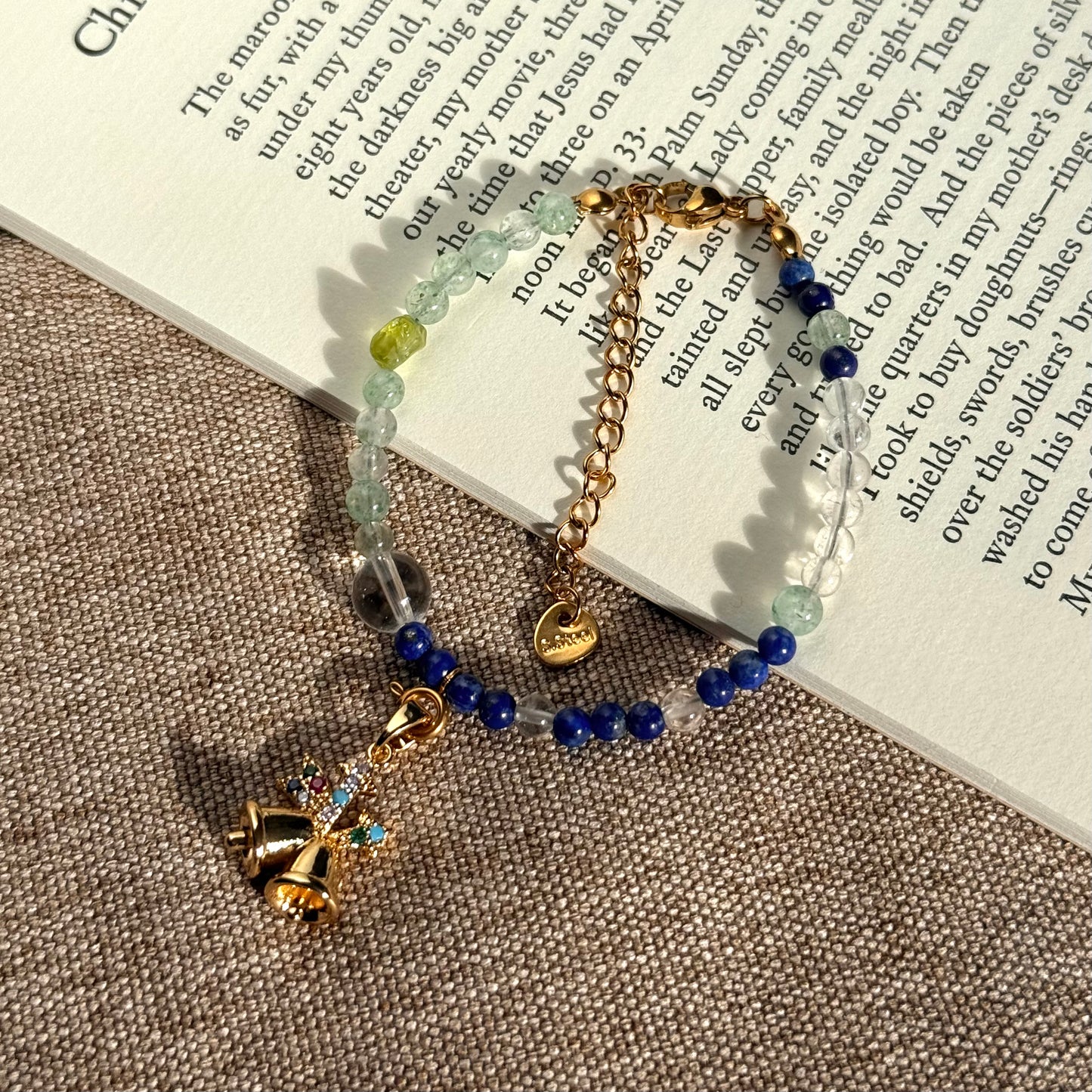 Frost & Flora: Green Aventurine, Lapis Lazuli, Clear Quartz & Peridot Beaded Bracelet