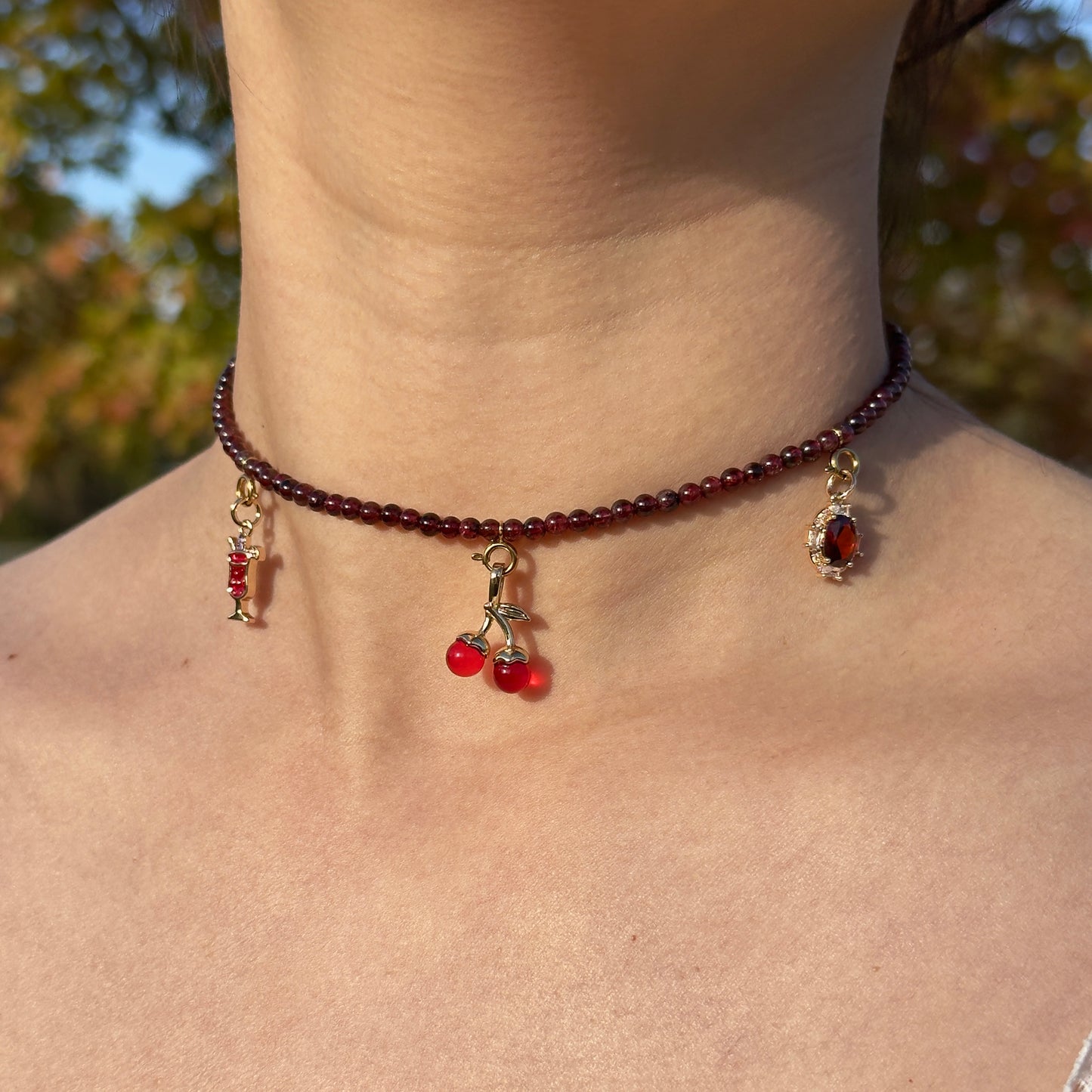 Cherry Red Garnet Choker