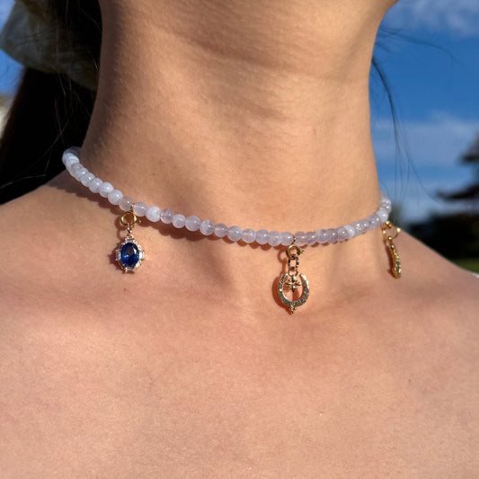 Lucky Blue Lace Agate Choker Necklace