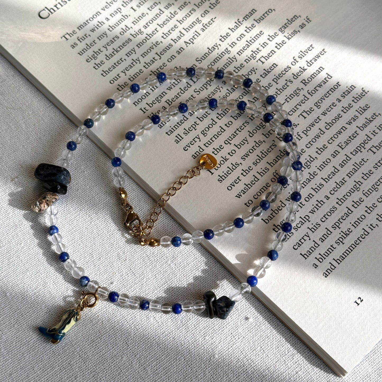 Mystic Starlight: Lapis Lazuli, Clear Quartz & Pietersite Necklace