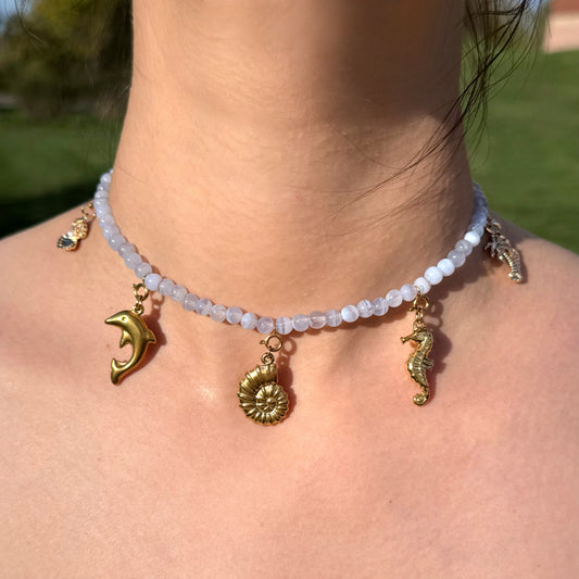 Oceanic Dream Blue Lace Agate Choker Necklace