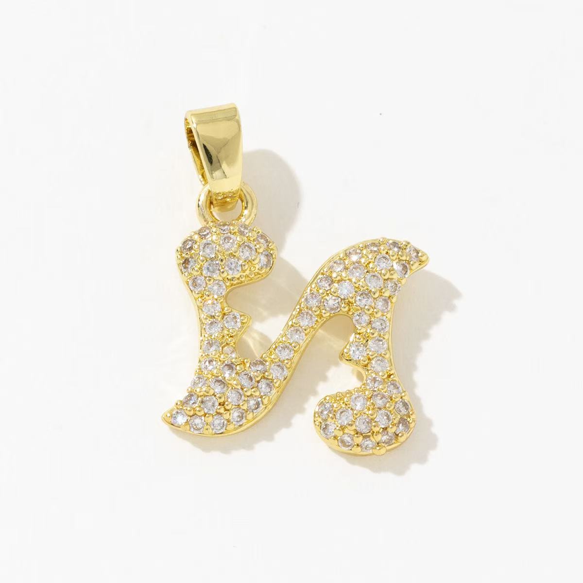 Sparkling Letter N Charm "Reflected"