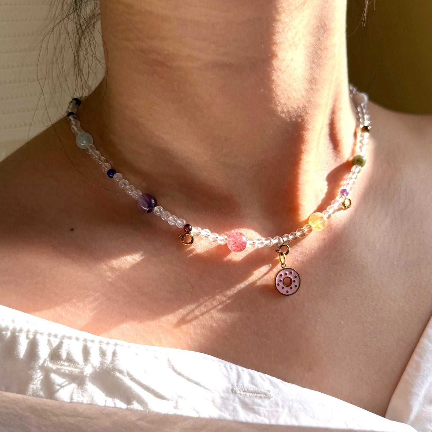 Juicy Candy: Clear Quartz with Multi Gem Stone Necklace