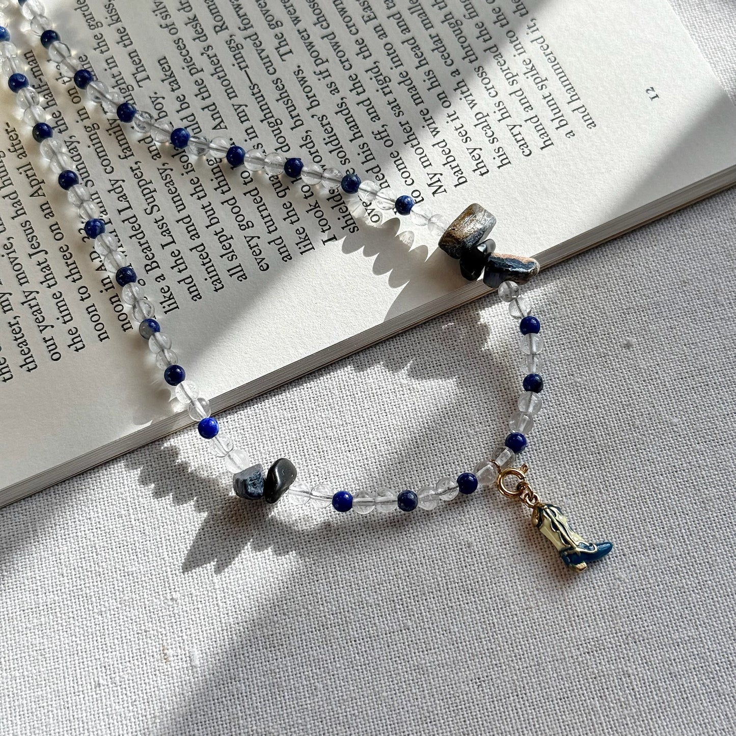 Mystic Starlight: Lapis Lazuli, Clear Quartz & Pietersite Necklace