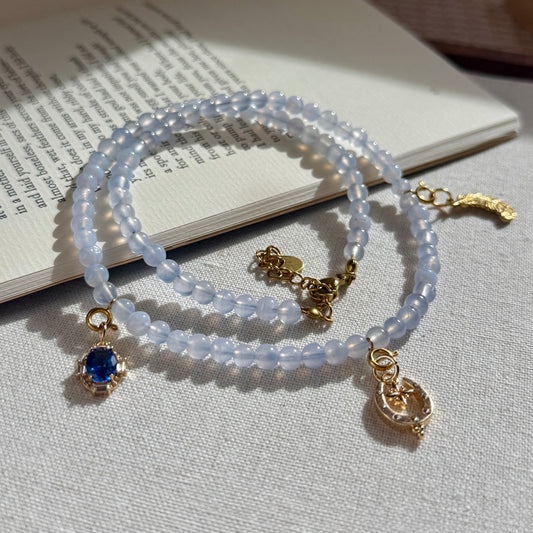 Lucky Blue Lace Agate Choker Necklace