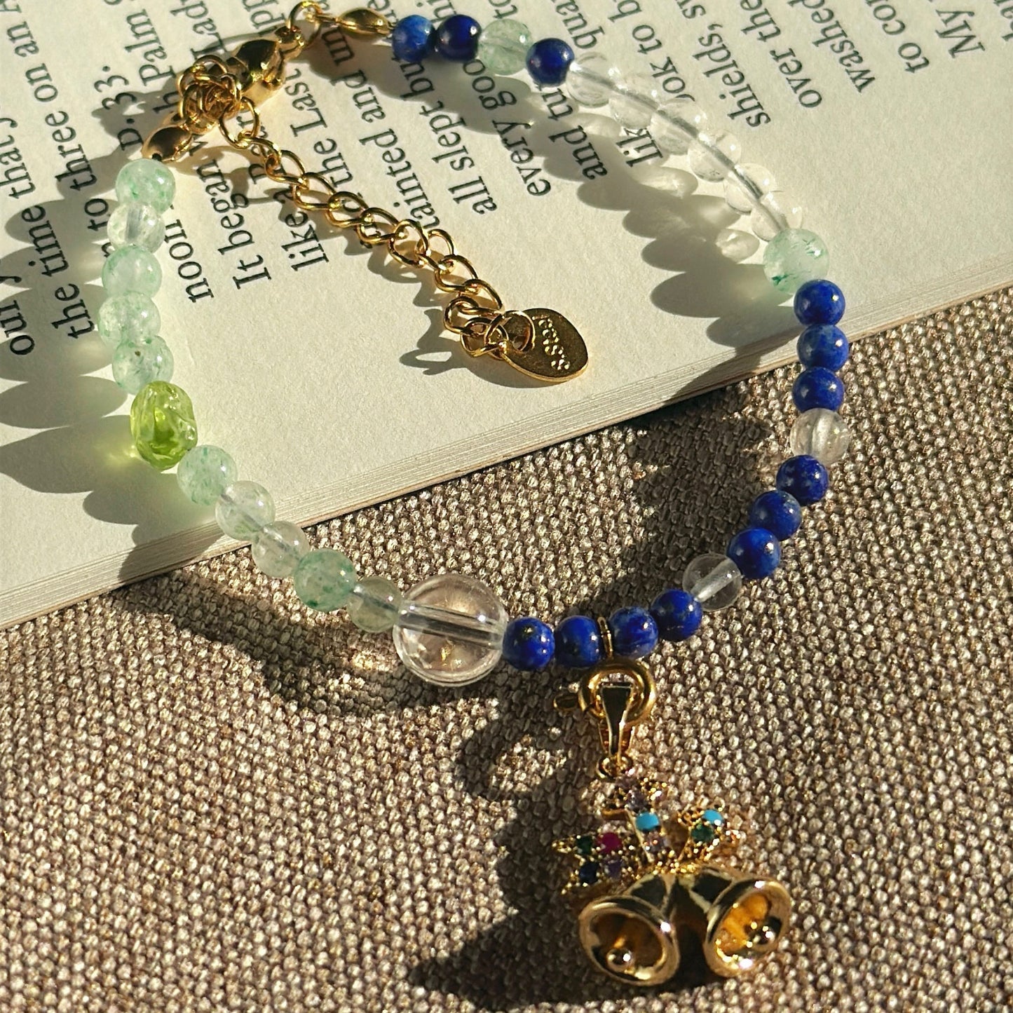 Frost & Flora: Green Aventurine, Lapis Lazuli, Clear Quartz & Peridot Beaded Bracelet