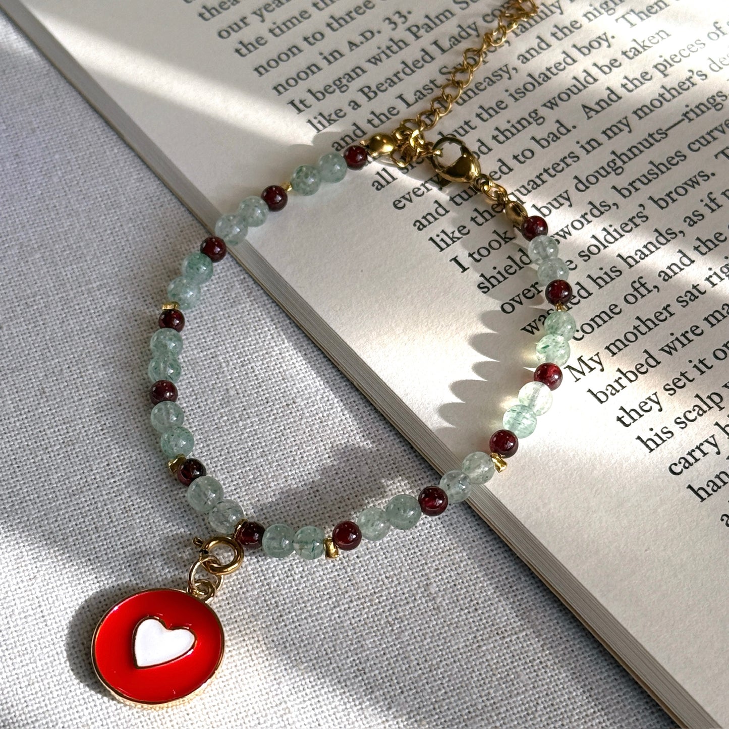 Christmas Mistletoe Set: Green Aventurine & Garnet Jewelry Set