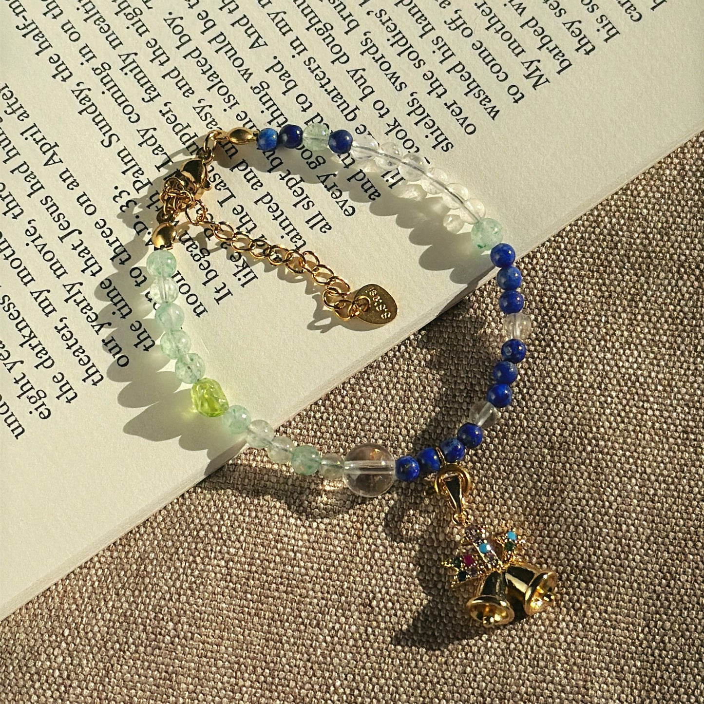 Frost & Flora: Green Aventurine, Lapis Lazuli, Clear Quartz & Peridot Beaded Jewelry Set