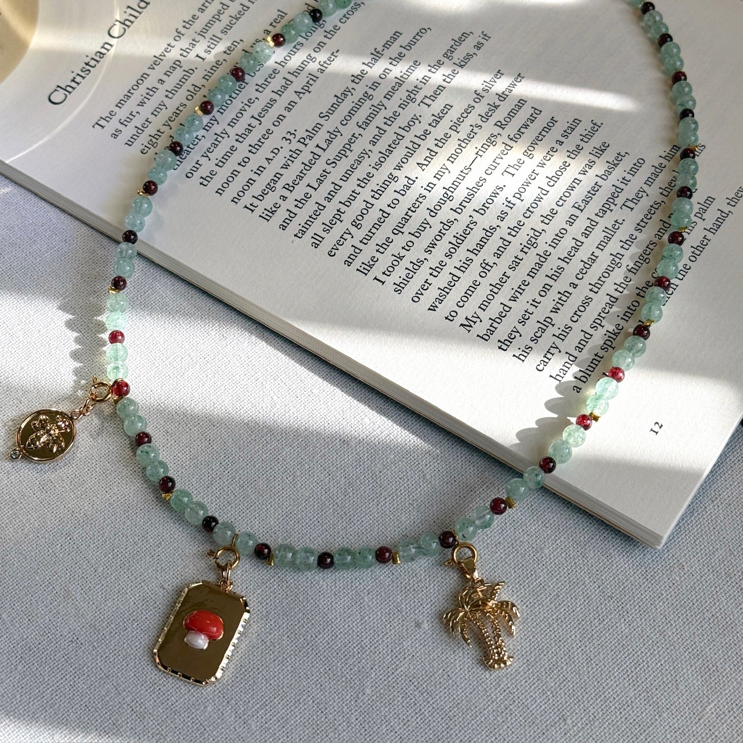 Christmas Mistletoe Set: Green Aventurine & Garnet Jewelry Set