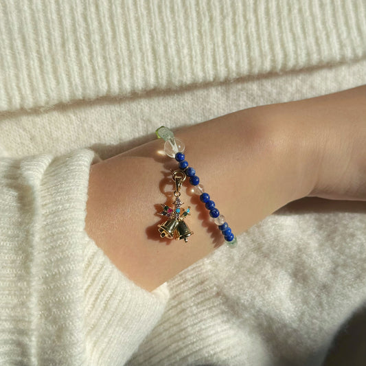 Frost & Flora: Green Aventurine, Lapis Lazuli, Clear Quartz & Peridot Beaded Bracelet