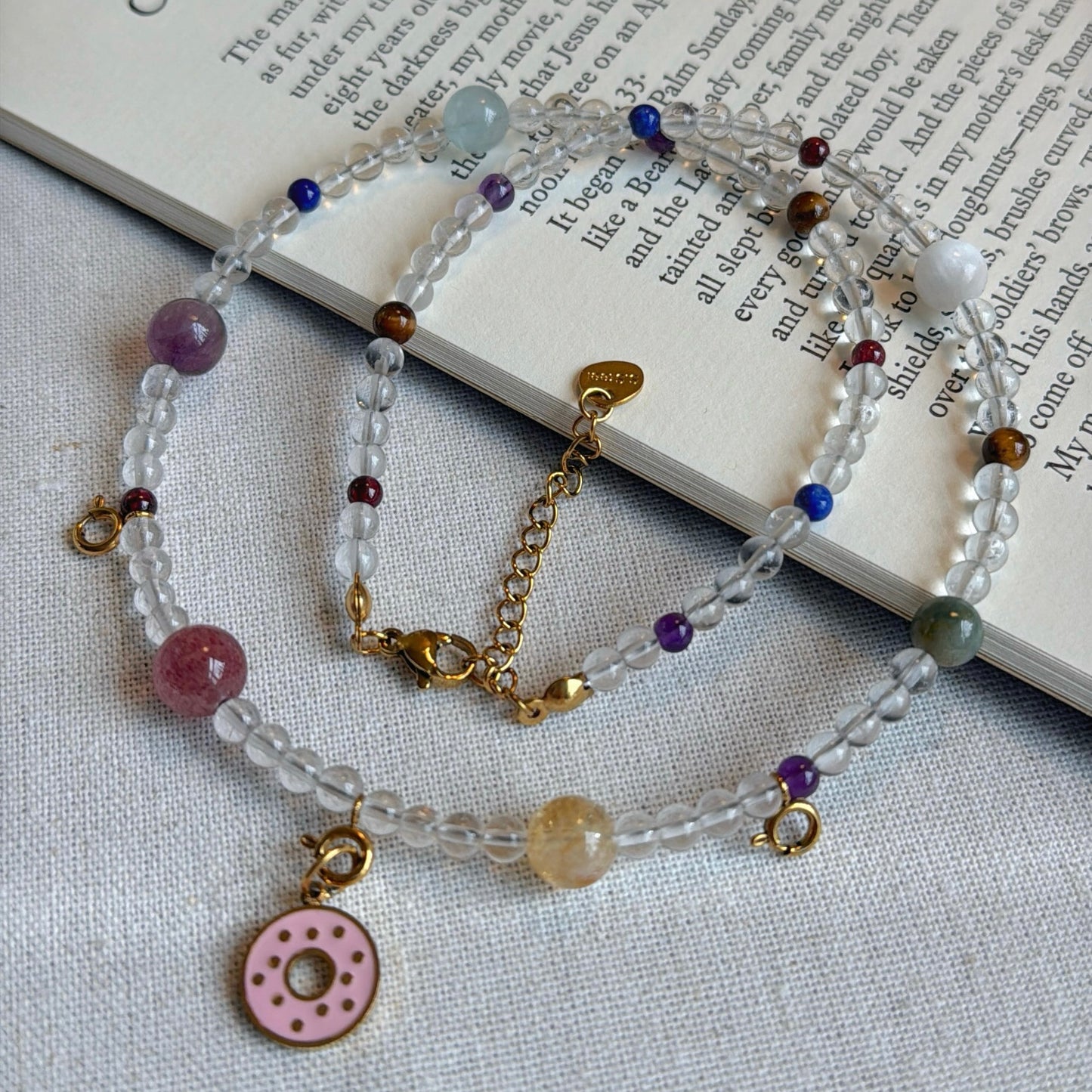 Juicy Candy: Clear Quartz with Multi Gem Stone Necklace