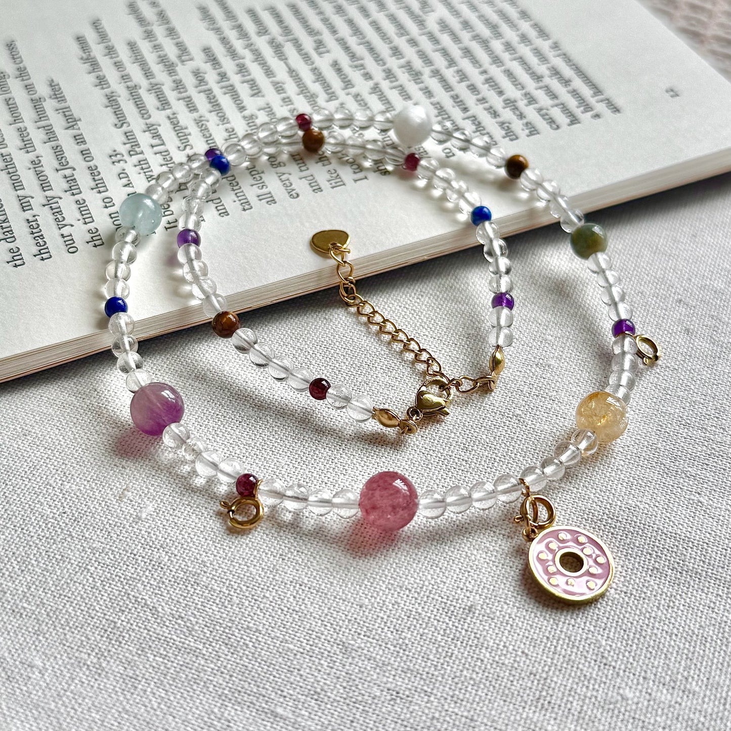 Juicy Candy: Clear Quartz with Multi Gem Stone Necklace