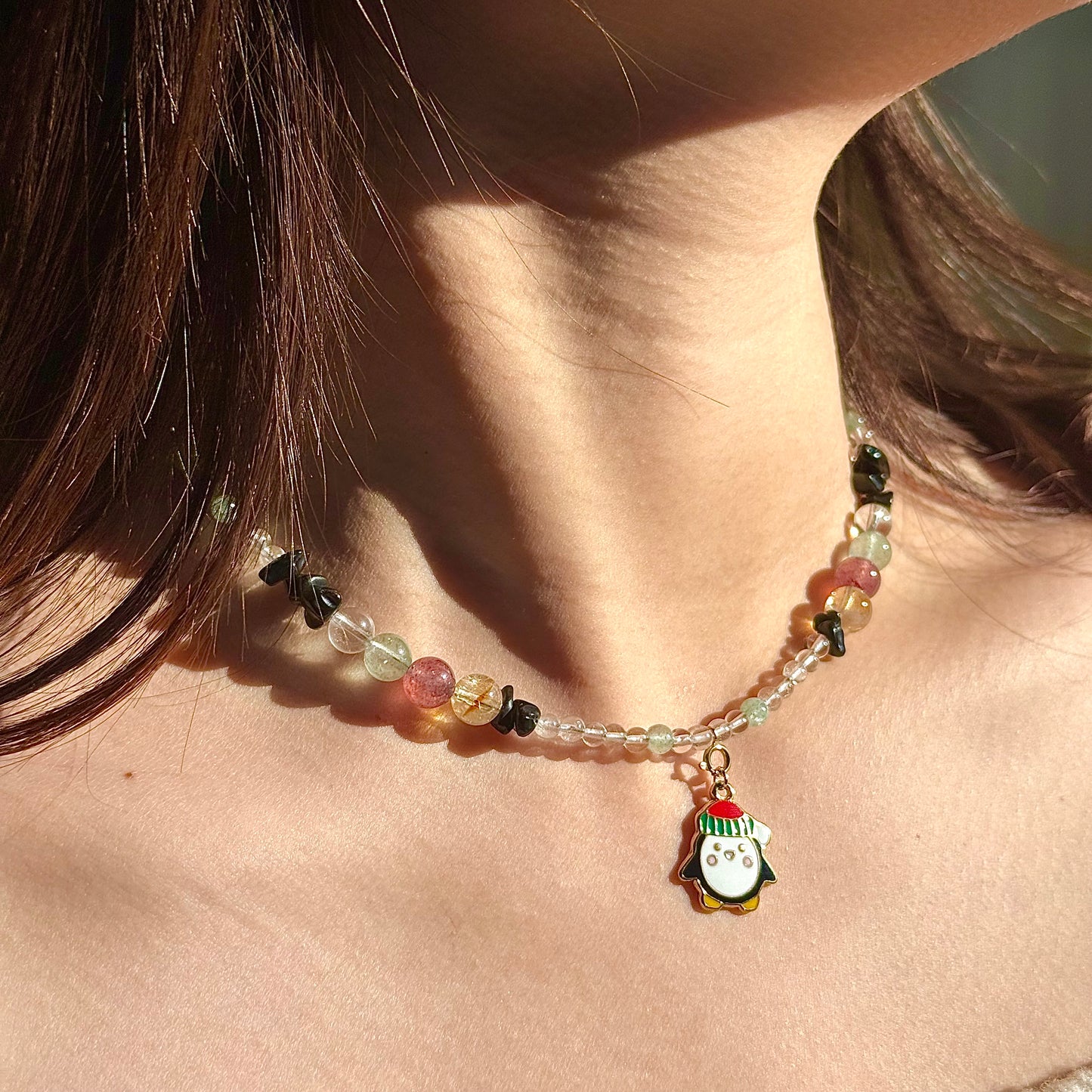 Penguin’s Winter Grove: Multi-Crystals Beaded Necklace