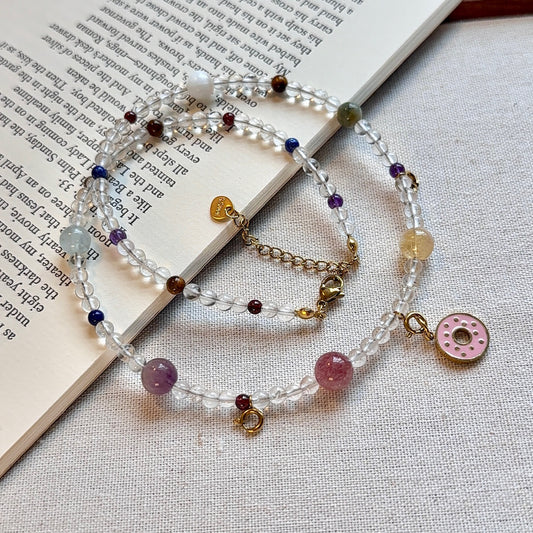 Juicy Candy: Clear Quartz with Multi Gem Stone Necklace