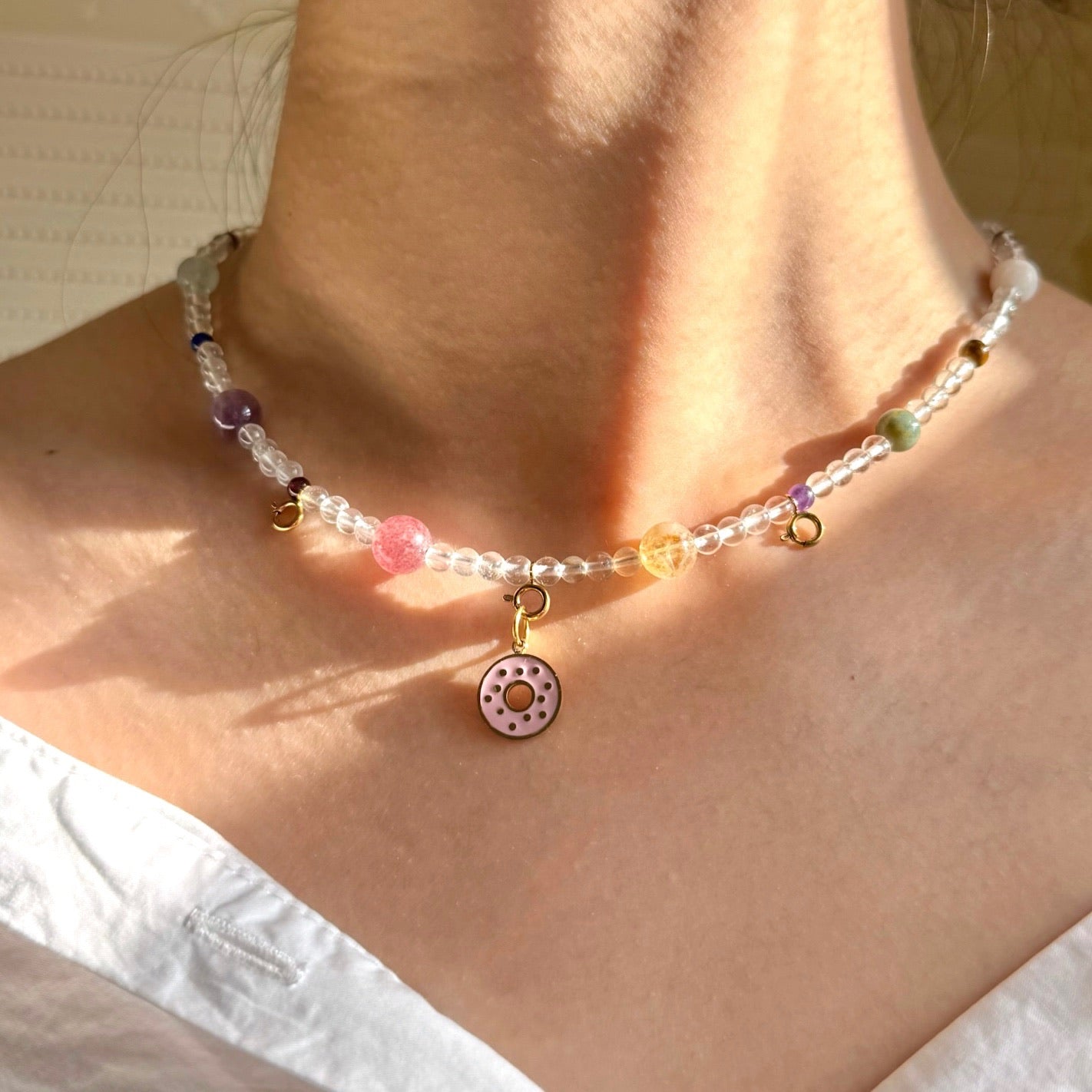 Juicy Candy: Clear Quartz with Multi Gem Stone Necklace