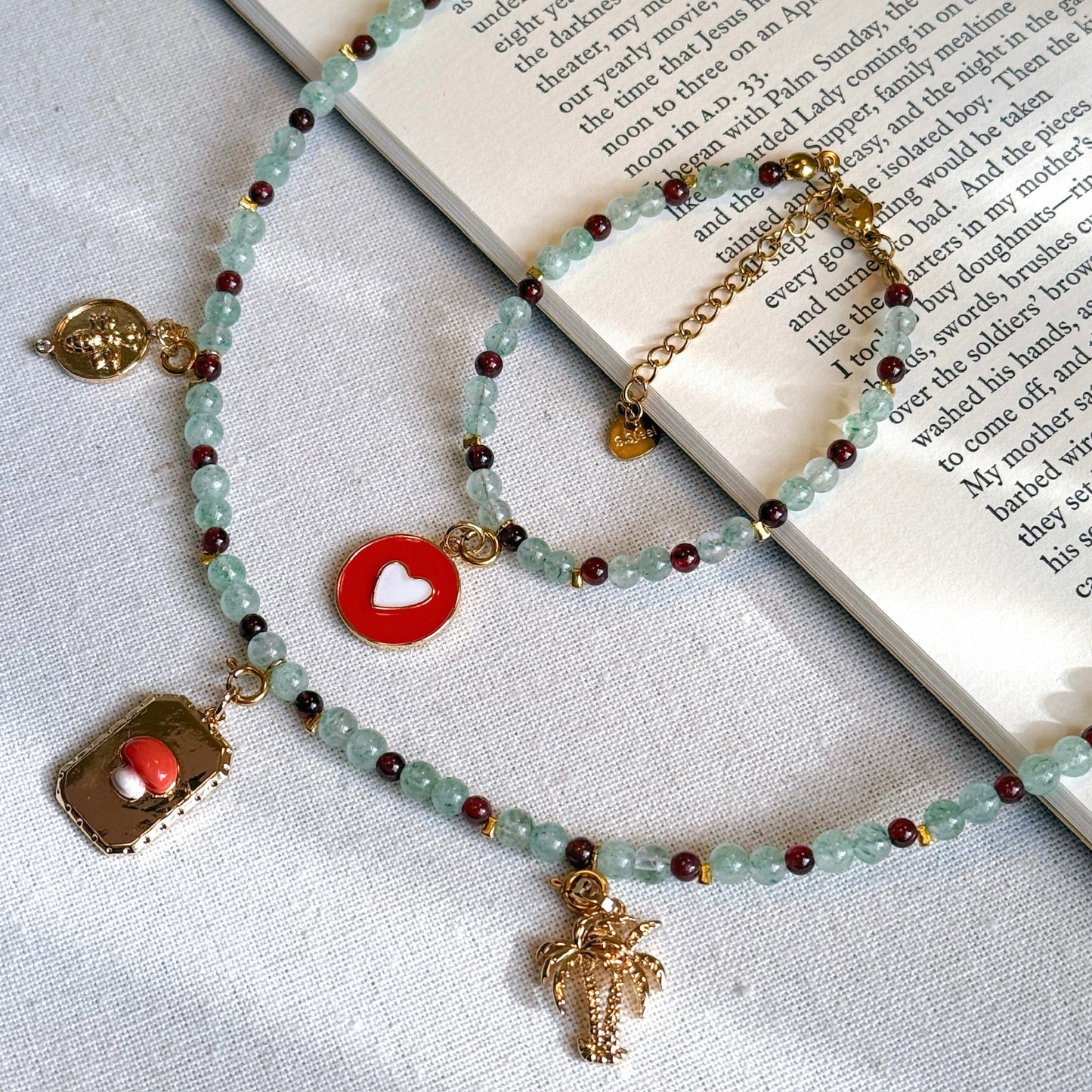 Christmas Mistletoe: Green Aventurine & Garnet Bracelet