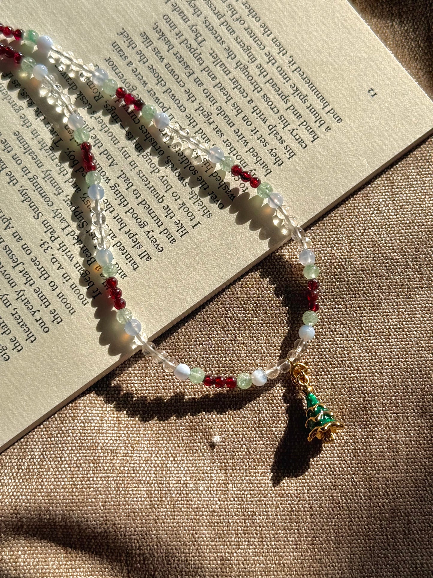 Winter Orchard Set: Natural Garnet, Green Aventurine, Blue Lace Agate & Clear Quartz Beaded Jewelry