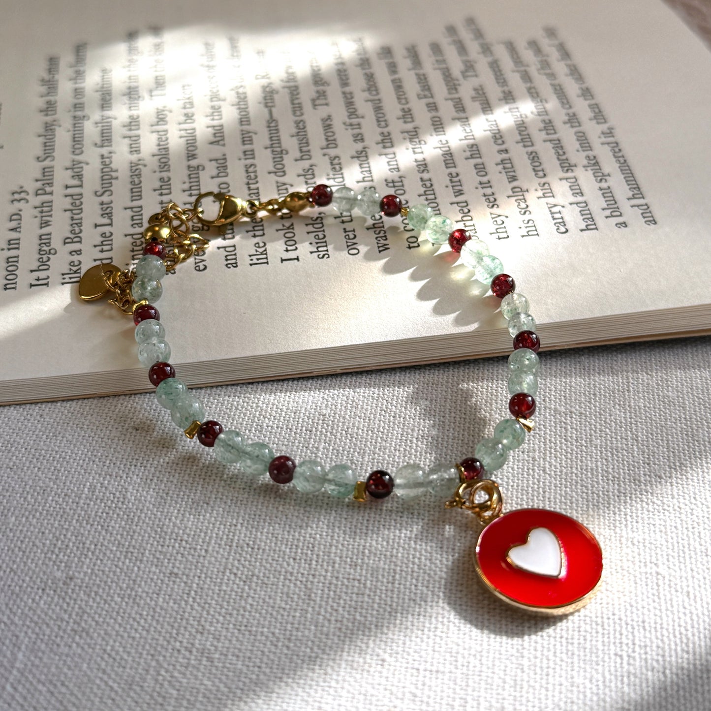 Christmas Mistletoe Set: Green Aventurine & Garnet Jewelry Set