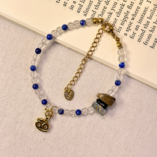 Mystic Starlight: Lapis Lazuli, Clear Quartz & Pietersite Bracelet