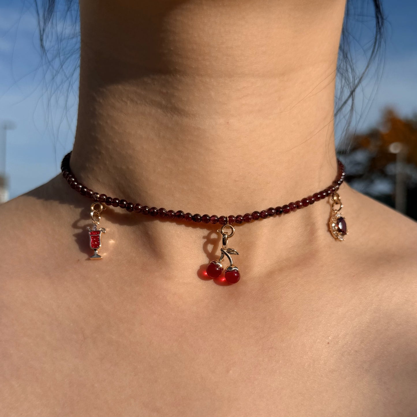 Cherry Red Garnet Choker