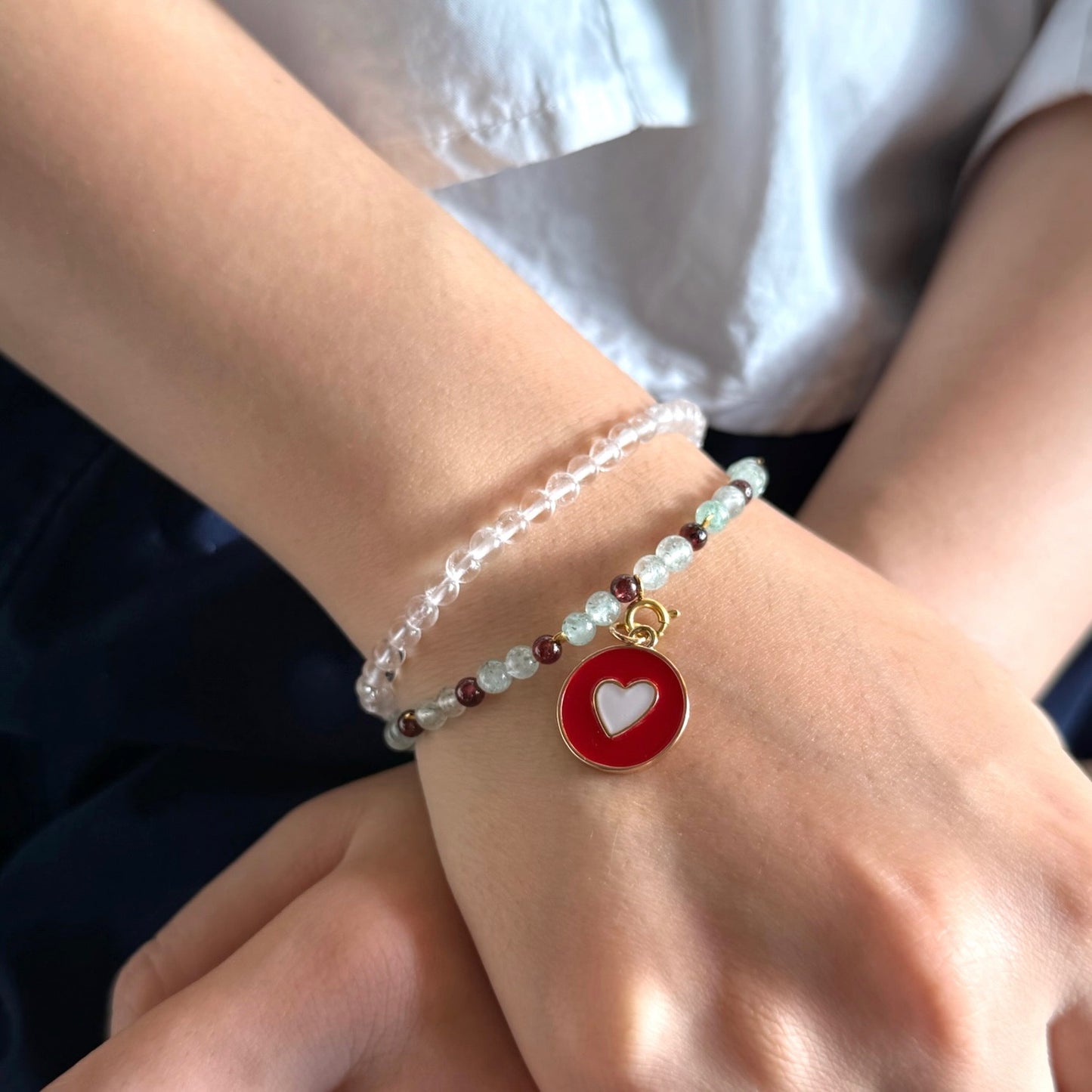 Christmas Mistletoe: Green Aventurine & Garnet Bracelet