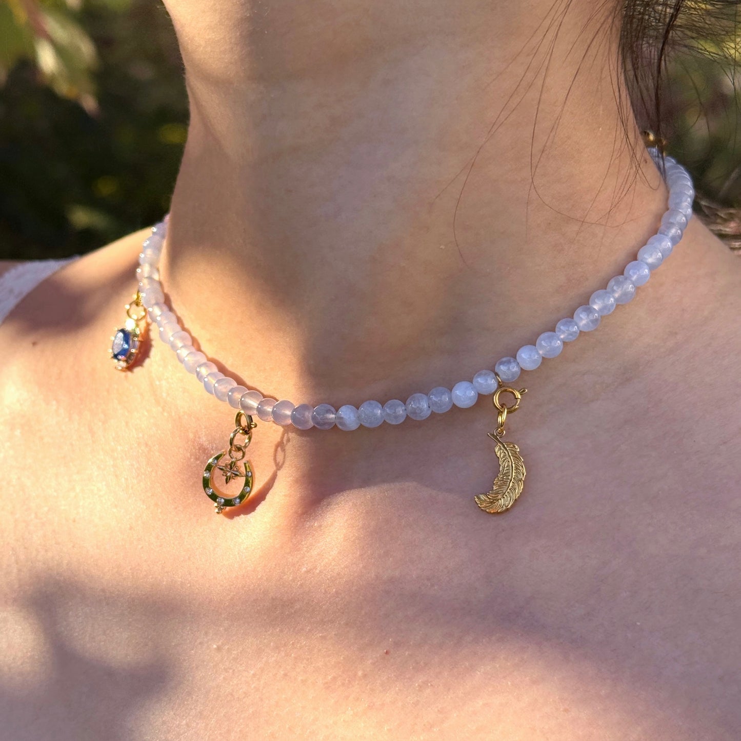 Lucky Blue Lace Agate Choker Necklace