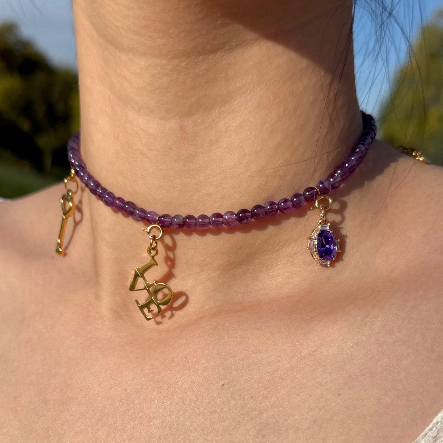 LOVE Amethyst Choker Necklace