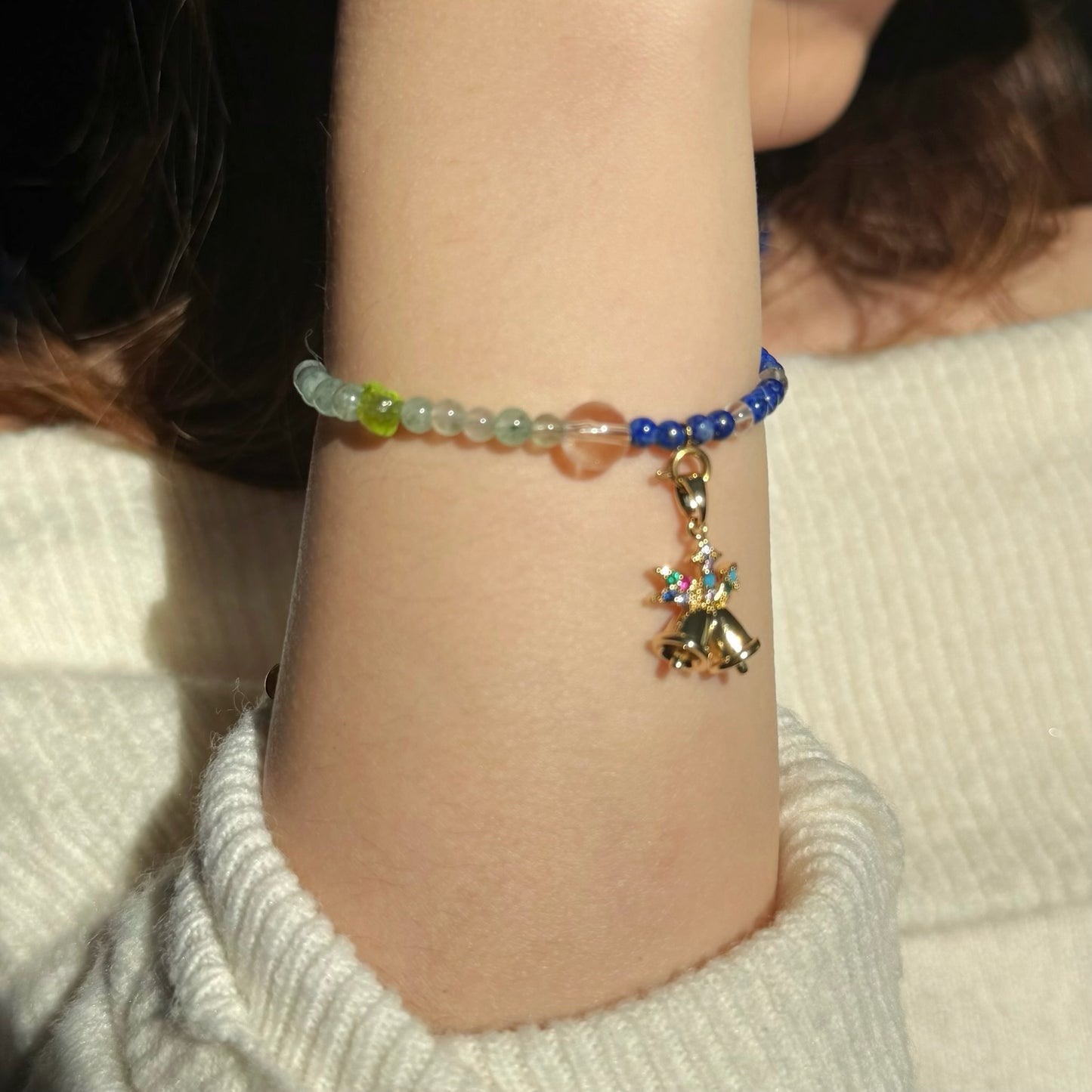 Frost & Flora: Green Aventurine, Lapis Lazuli, Clear Quartz & Peridot Beaded Jewelry Set