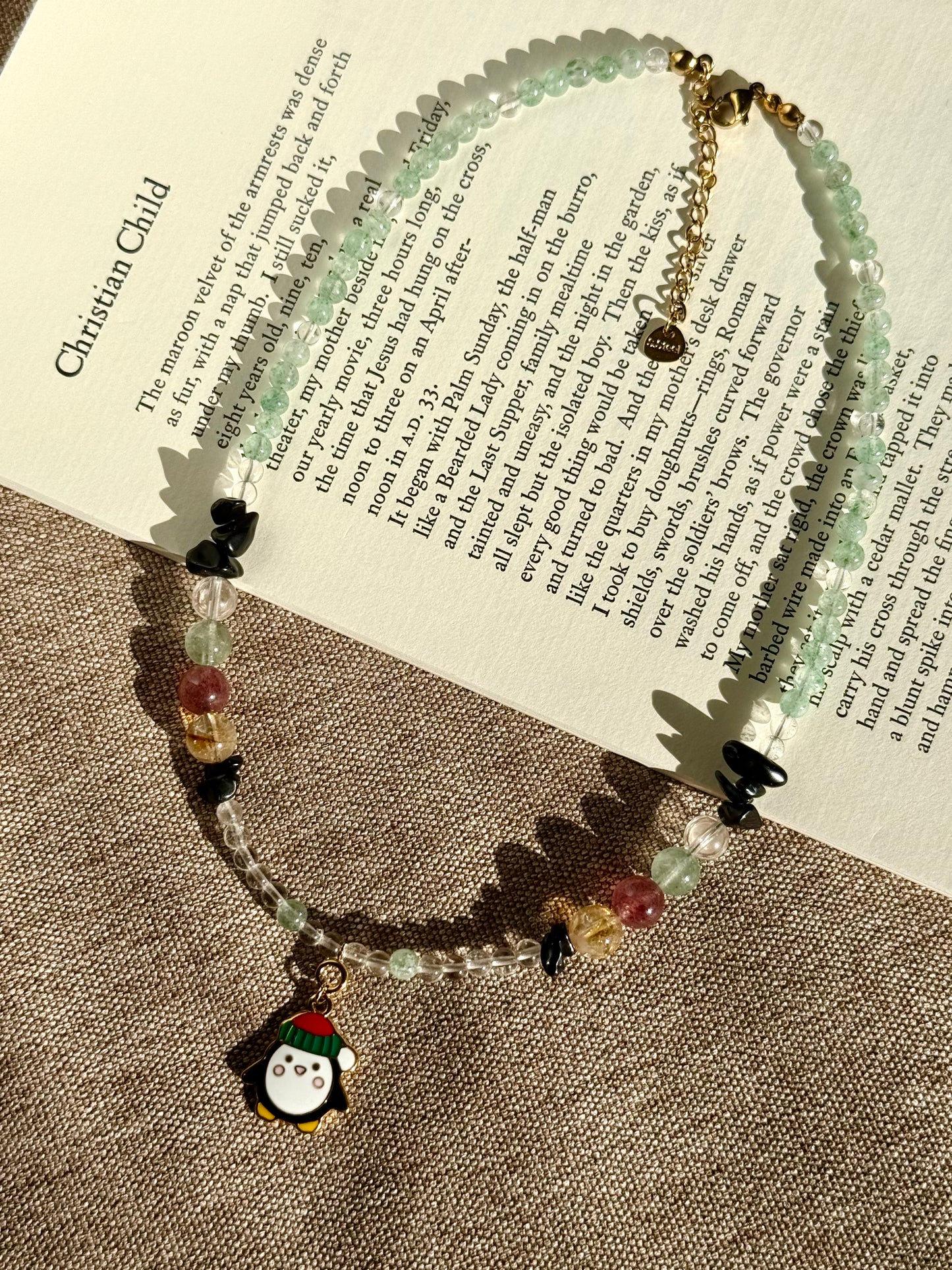Penguin’s Winter Grove: Multi-Crystals Beaded Necklace