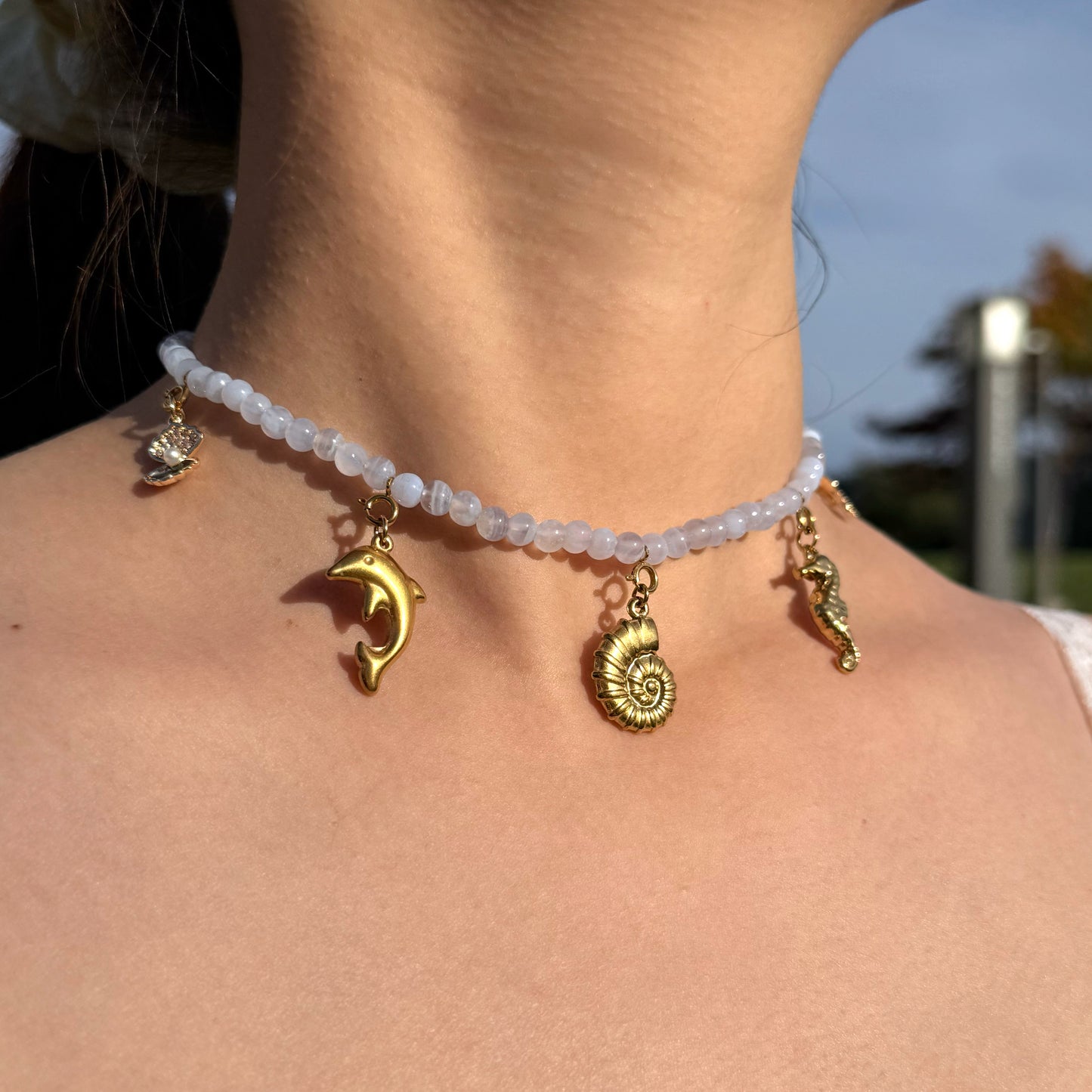 Oceanic Dream Blue Lace Agate Choker Necklace