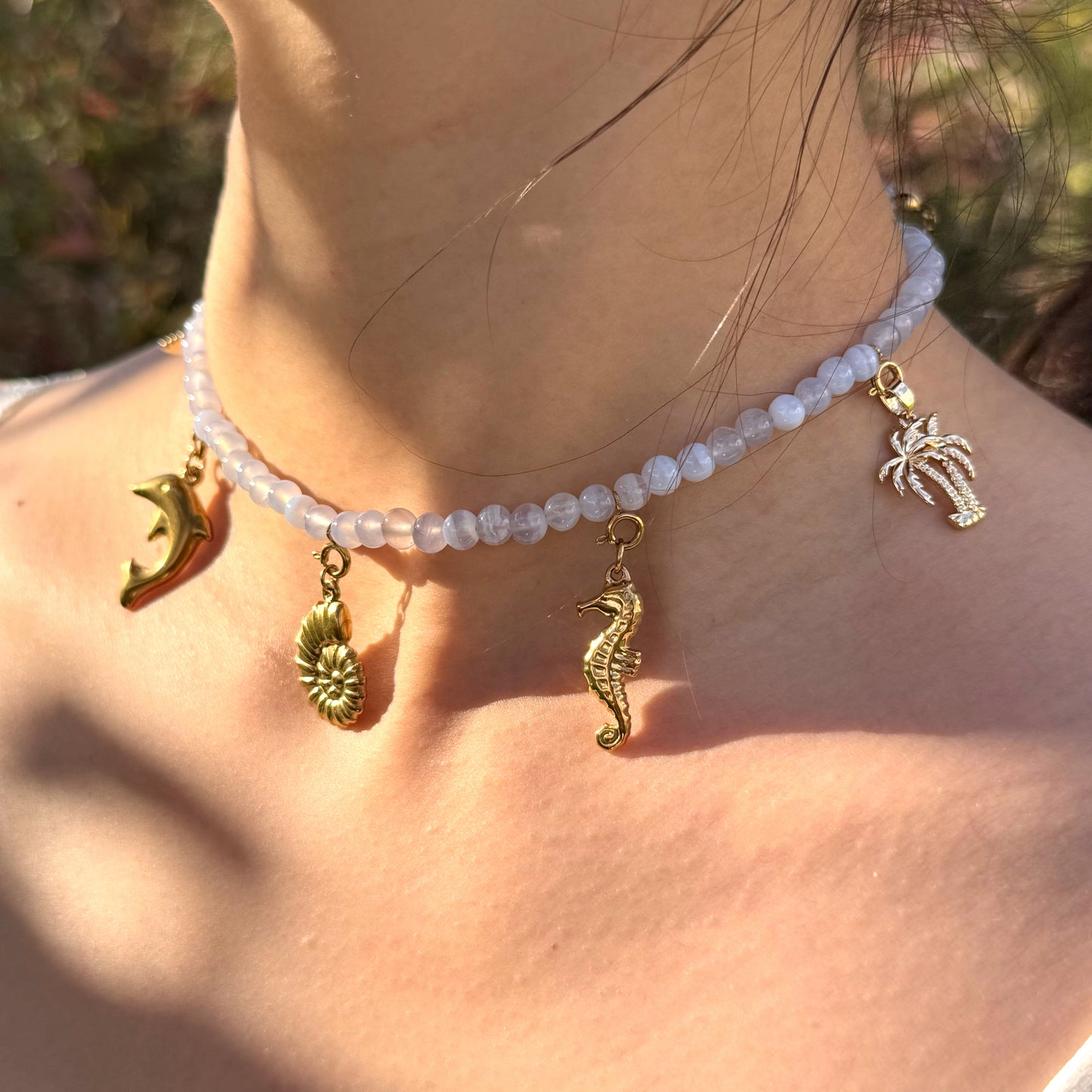 Oceanic Dream Blue Lace Agate Choker Necklace