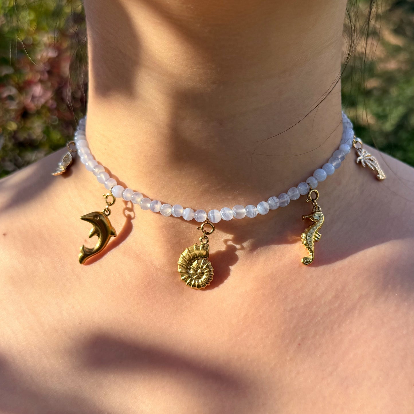 Oceanic Dream Blue Lace Agate Choker Necklace