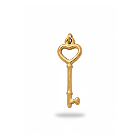 Golden Heart Key Charm