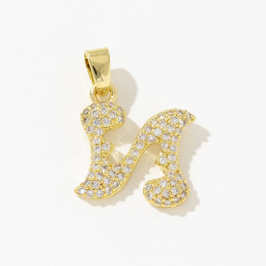Sparkling Letter N Charm "Reflected"