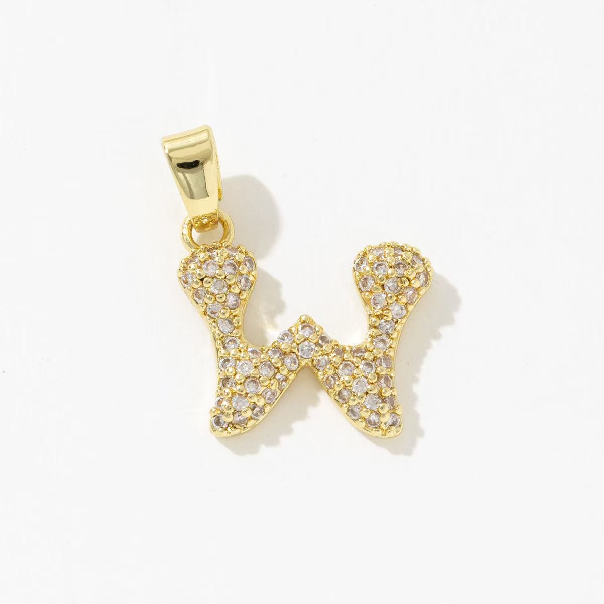 Sparkling Letter W Charm