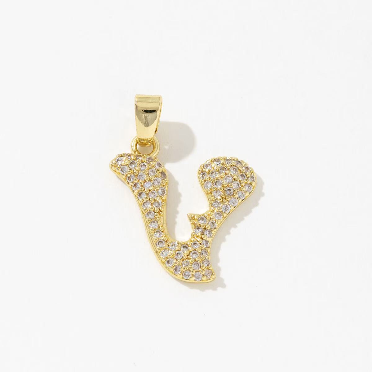 Sparkling Letter V Charm