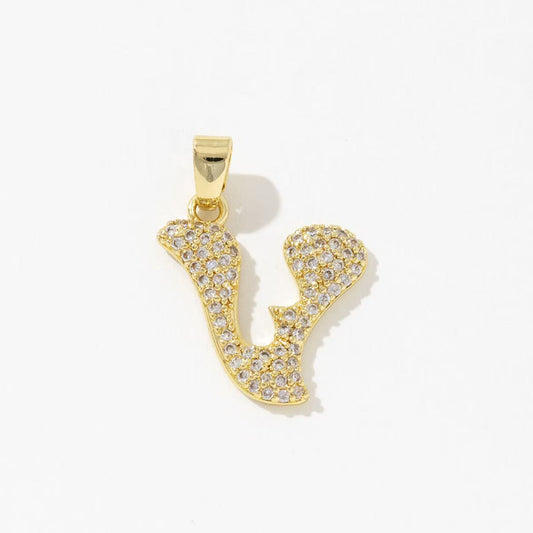 Sparkling Letter V Charm