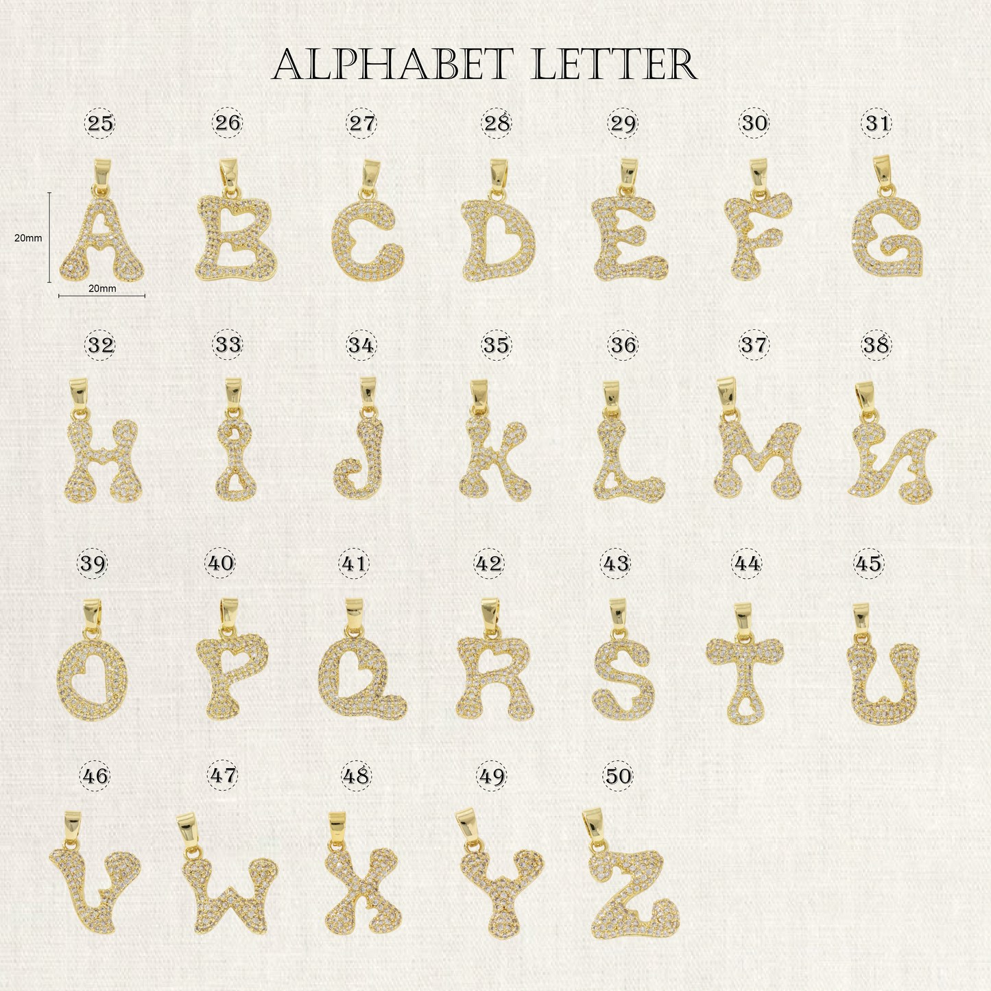 Initial Letter Garnet Beaded Necklace